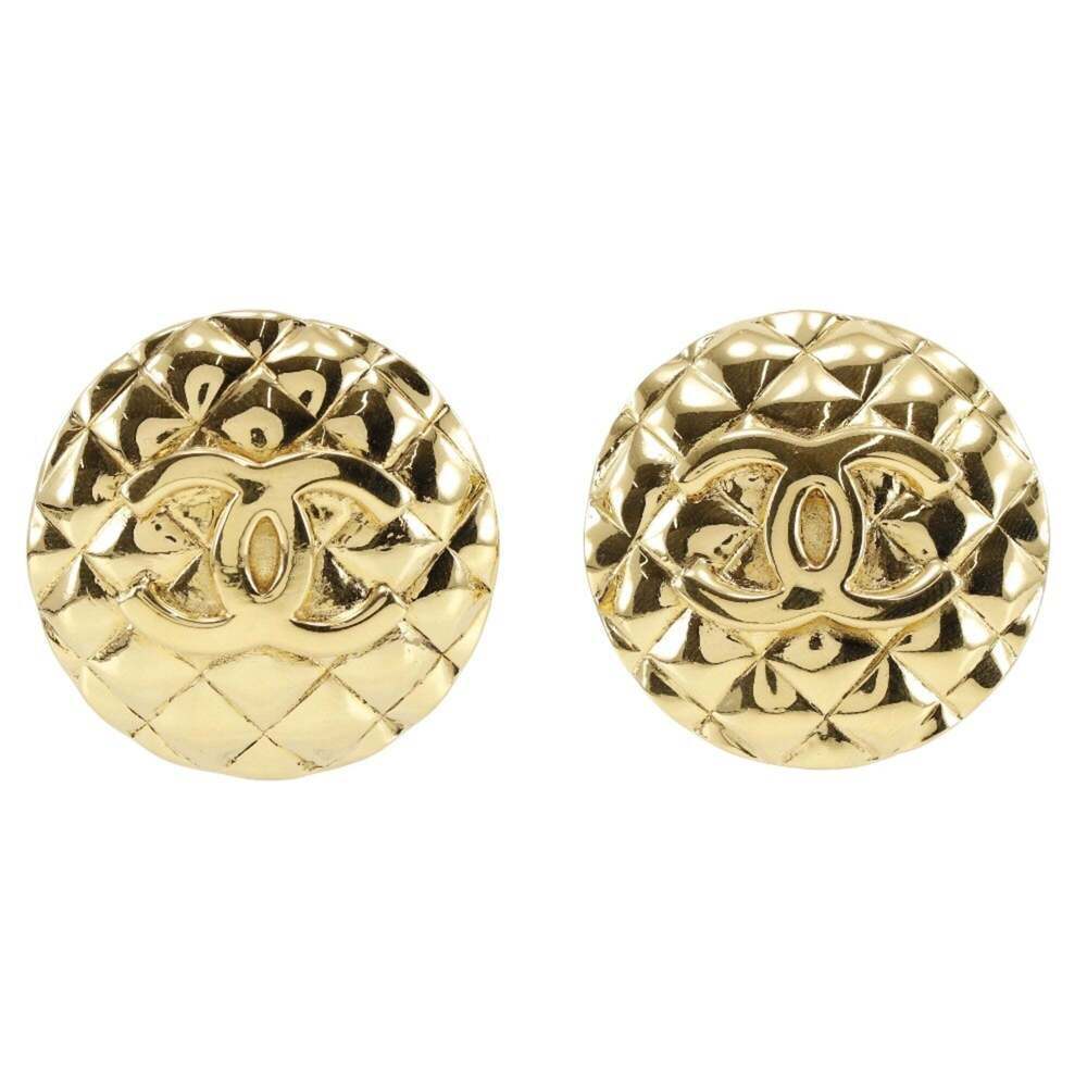 CHANEL Gold Logo Earrings